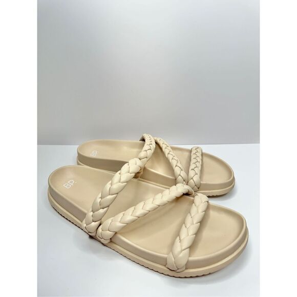 BP Sandals Womens Size 13 Cream Braided Slip On Open Toe Bohemian - Picture 2 of 8